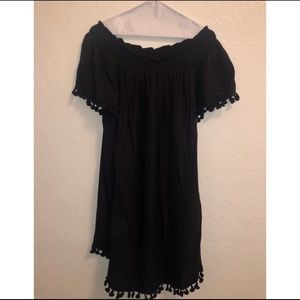 Black off shoulder mini dress